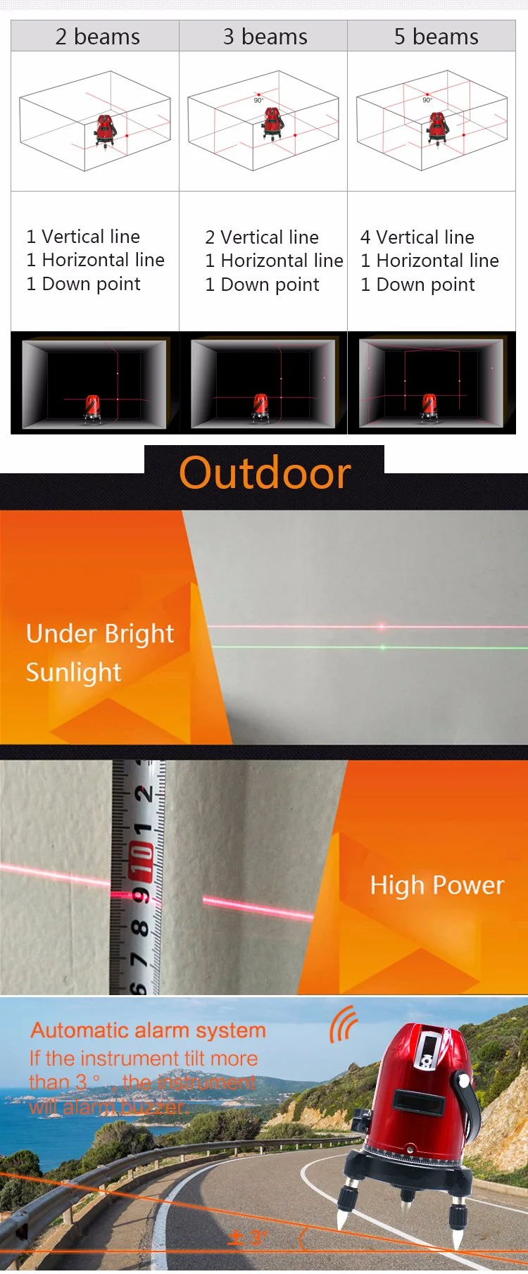 Construction Auto Self Leveling Rotary Cross Multi Line Cheap Plastic Digital Brand Laser Levels Ce Outdoor 360 Degree Prices