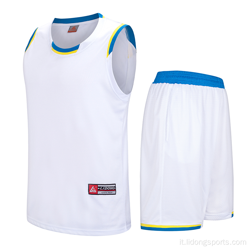 Maglia da basket bianca semplice all&#39;ingrosso