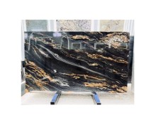 Luxurious Brazilian Black Marble Backlit Accent Wall Decor