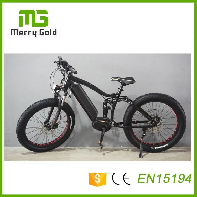 Full Suspension Ebikes Adult Electric Bicycles 48V 1000W Fat Tire Ebike MID Drive Motor E Bicycle