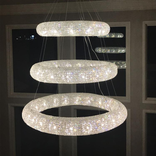 Custom decoration gallery 3 ring crystal chandelier