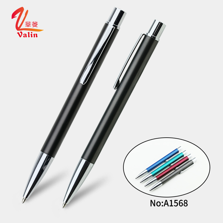 Most popular click open slim metal ball pen for school office writing