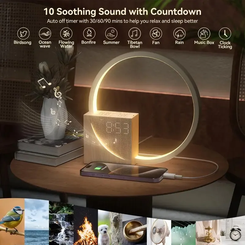 Sunrise Alarm Clock with 10 White Noise Sounds for Deep Sleep Lamp