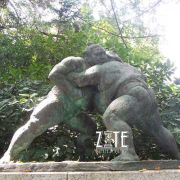 Outdoor antique life size art bronze sumo wrestler statue