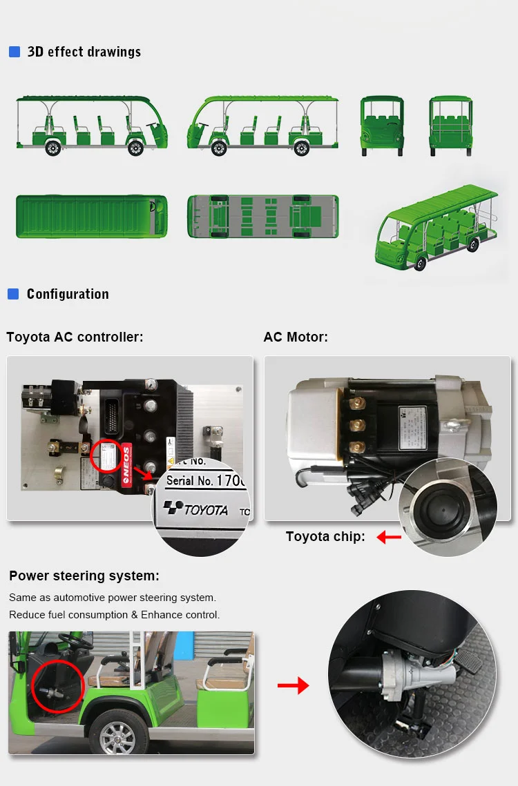 Factory Supply 8 Seater Battery Powered Bus for Touring