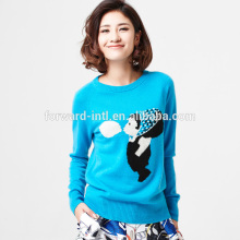 Women's Round Collar Little Kids Pattern Cashmere Sweater Pullover
