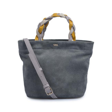 Two-Tone Structured Top Handle Satchel Work Bag