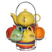 ceramic teaset with decal and several colors for you to choose
