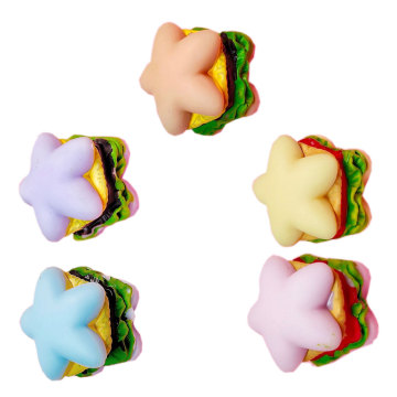 Hamburguesa de resina Kawaii con encantos de estrellas, comida de simulación en miniatura, casa de muñecas DIY, juguetes de cocina, accesorios hechos a mano