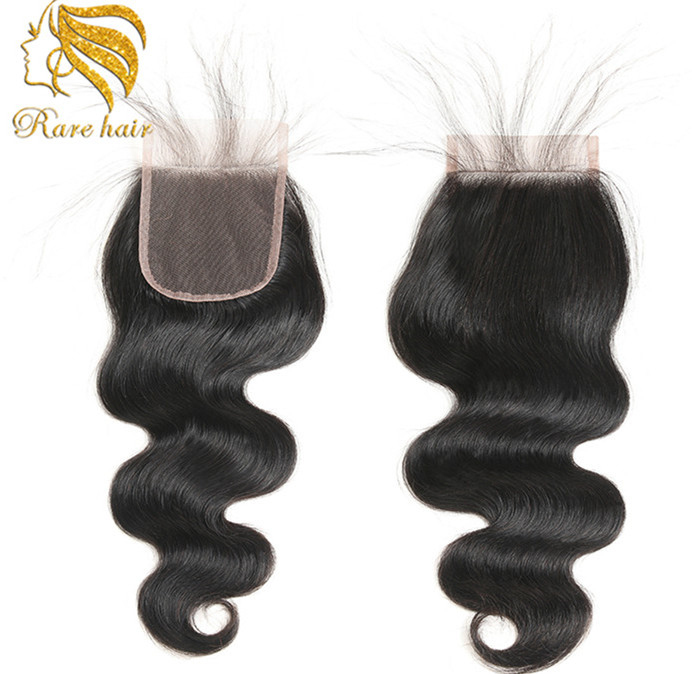 Lsy Brazilian Body Wave Human Hair Lace Closure 4"*4" Natural Free Part Middle Part Three Part Human Hair Weave Closures