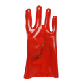 Red PVC coated gloves polyster linning 27cm