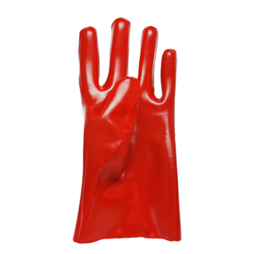 Red PVC coated gloves polyster linning 27cm