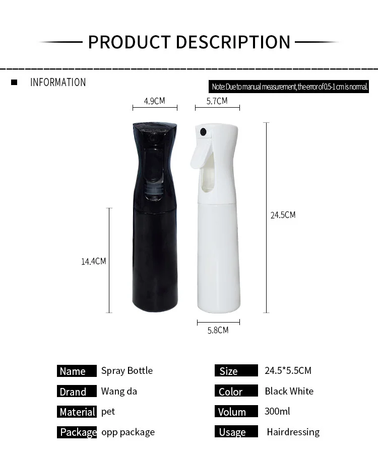 Continuous Fine Spray Bottle for Hairdressing