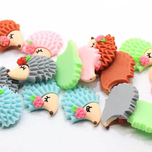 Kawaii multicolore hérisson résine Cabochon dessin animé animaux Miniatures pour fée jardin Flatback ornement pour Scrapbook