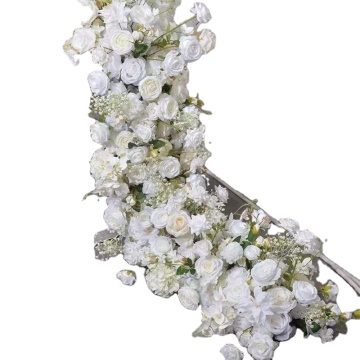 White Artificial Flower Table Runner for Wedding Centerpieces