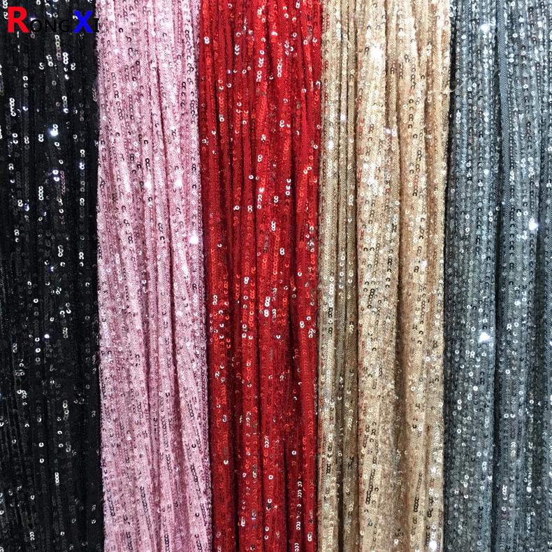 RXF0748 3mm Couble Glitzer Farbe Matt Kleid Pailletten Tüll Stoff Stretch