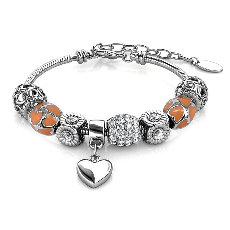 Premium Austrian Crystal Jewelry Bling Cute Open Heart Bellissa DIY Charm Bracelet for Women