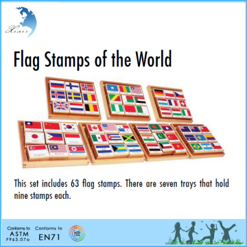 wholesale non-toxic wooden kids toy stamps kids toy stamps flag of the World