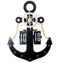 Anchor flip clock big wall clock wooden wall clock