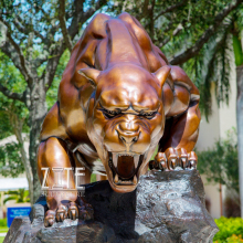 Outdoor Garden Decoration Life Size Bronze Panther Sculpture