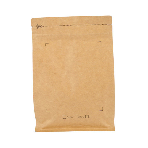 Biodegradable flat bottom coffee bag kraft paper packaging bag