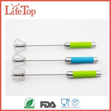 Premium Stainless Steel Push Down Whisks Mixer, Rotary egg beater