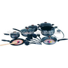 Aluminum 19pcs cookware set with power coating,tawa,