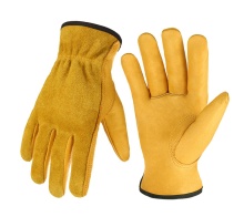 OZERO Leather Work Gloves for Men and Women - Flex Grip Tough Cowhide Gardening Glove