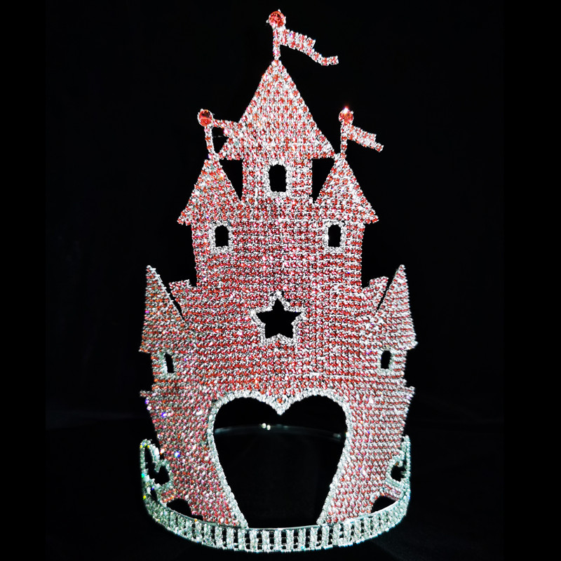 Pink Diamond Castle Crown Exquisite High-end Beauty Pageant Crown