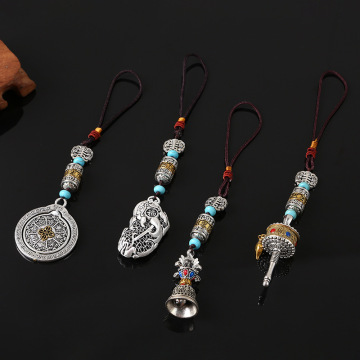 Green Tara Tibetan Tangka Buddhism Keychains - Small Pendants for Pocket Fengshui Decor