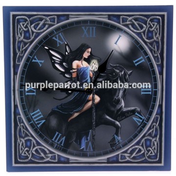 Lisa Parker Blue Fairy Riding Unicorn Picture Clock/MDF Clock