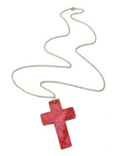 1219-QQ Stone Cross Necklace Long Chain Necklace