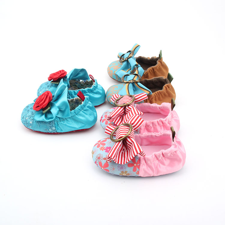 Flower Stripe Bowknot Baby Boat Shoes