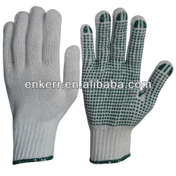 ENKERR bleached white cotton glove with pvc dotted glove