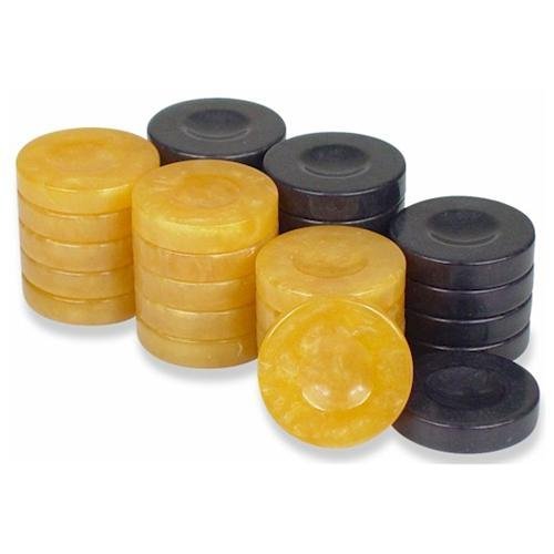 1 1/2" Pearlescent Golden and Black Backgammon Checkers