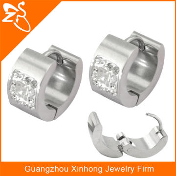 New Designed Stainless Steel Earrings, Fashion Crystal Hoop Earrings, Wholesale Earrings with Charming Crystals