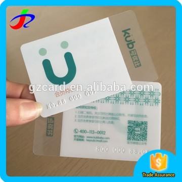 transparent plastic visting card