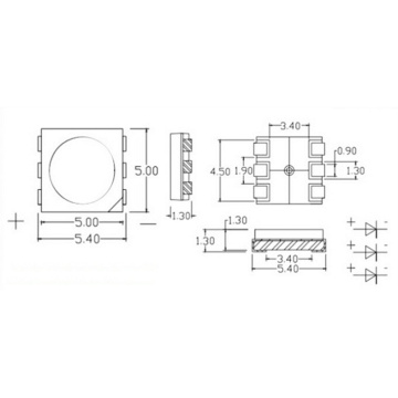 SMD Green 5050 LED - 520-525 нм LED Sanan