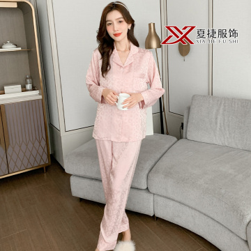 Pink Leopard Jacquard Satin Pajama Set