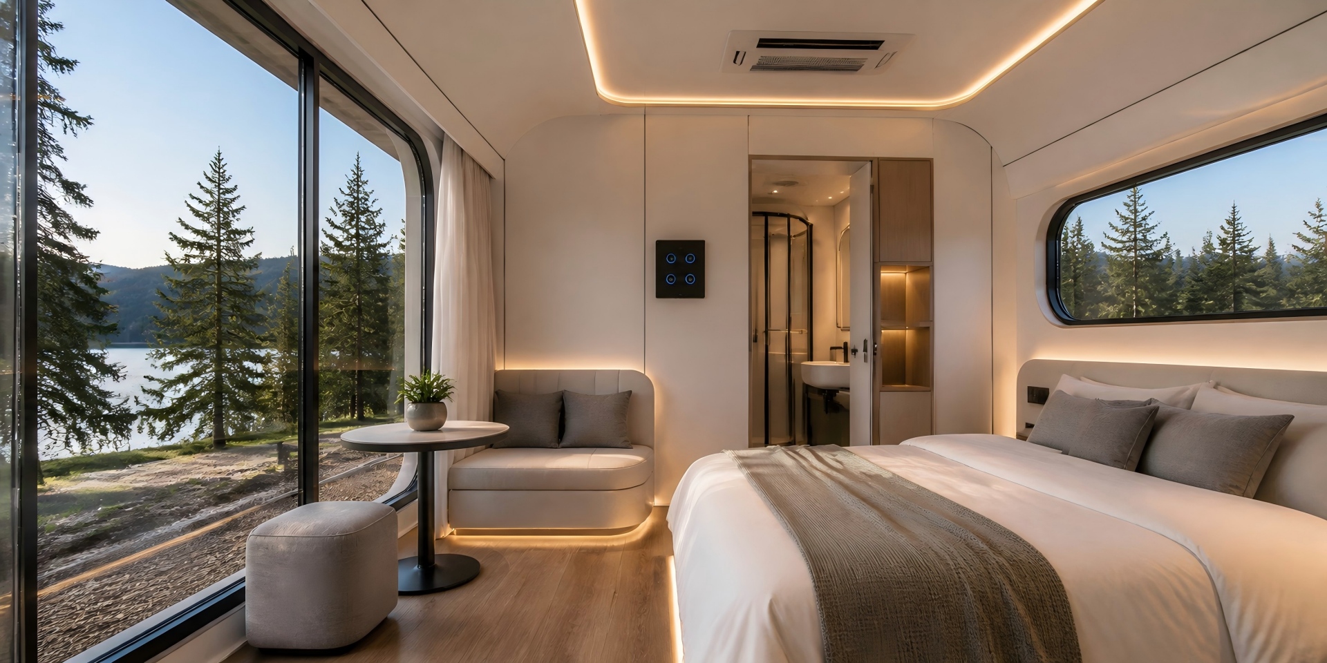 casa-cápsula-espacial-interior-de-vida-inteligente space-capsule-house-smart-living-interior