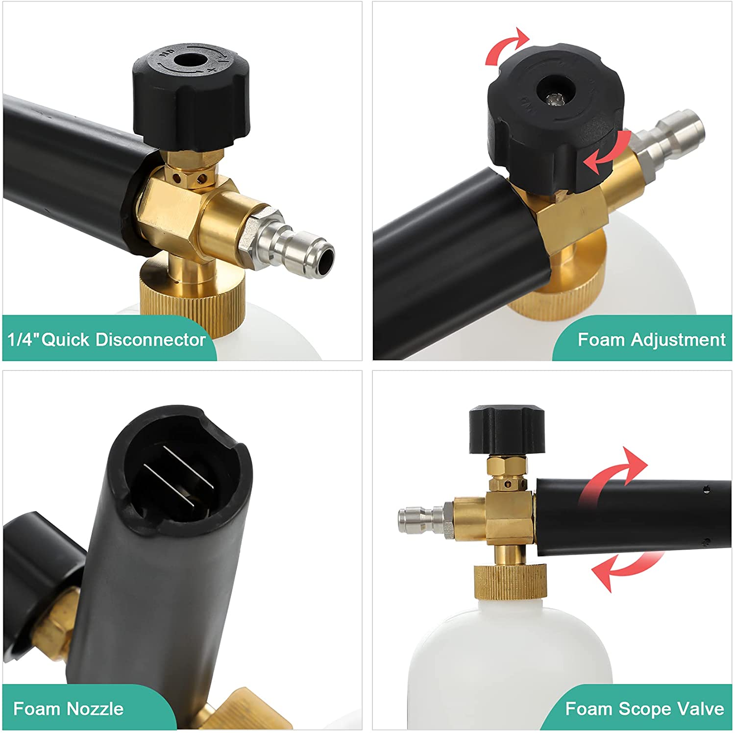 Qualité supérieure en mousse lance lavage pistolet réglable à haute pression laveuse à pistolet à arme de pistolet Kit de nettoyage à jet de voiture