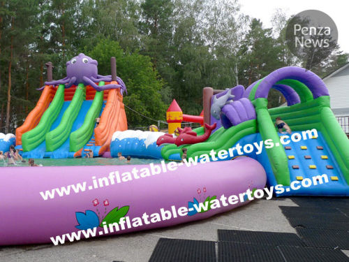 Octopus Theme Inflatable Water Park Swimming Pool And Inflatable Water Game