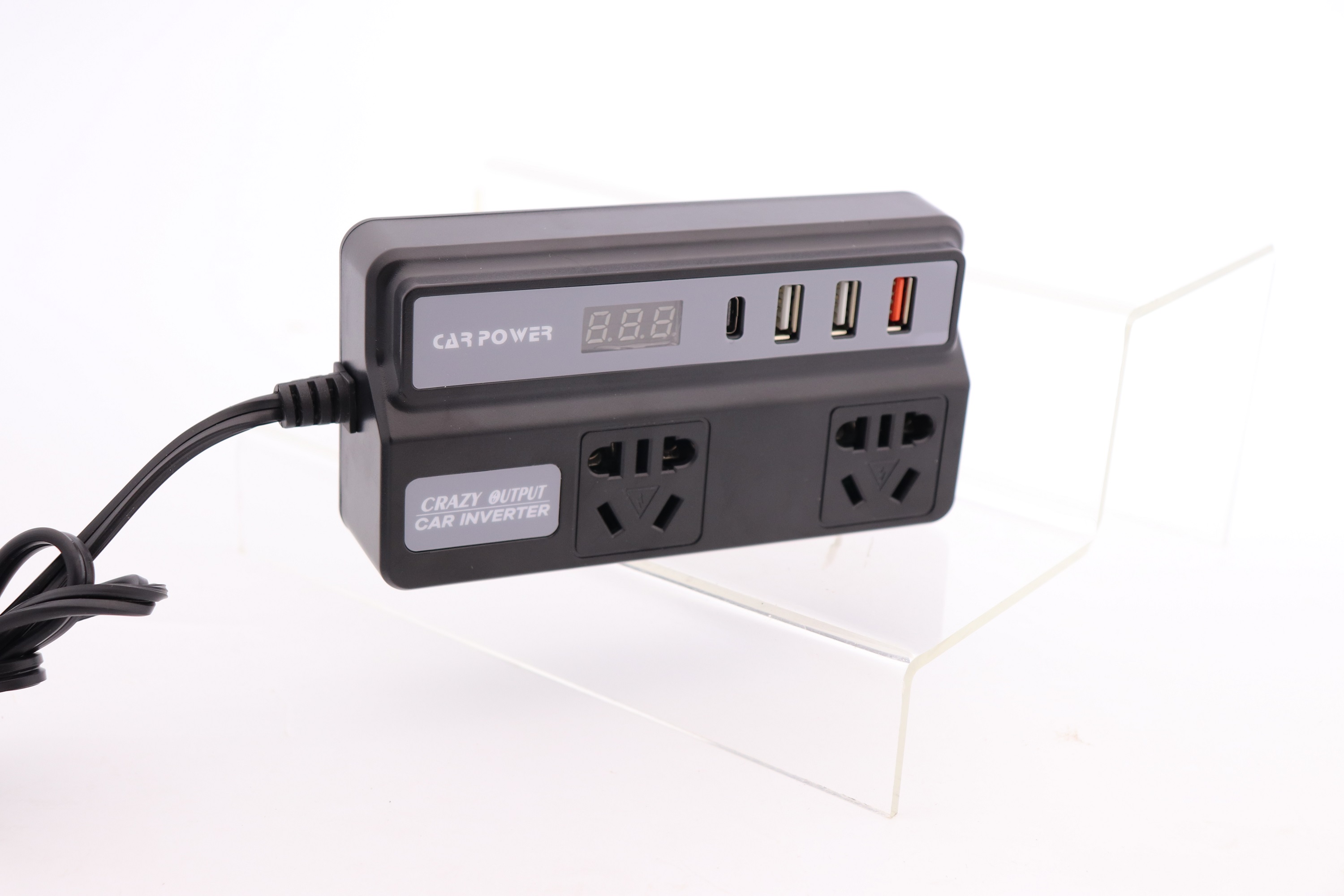 محول طاقة السيارة من 12 فولت إلى 24 فولت إلى 220 فولت مع منافذ متعددة وQC3.0