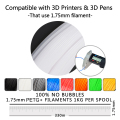 hoge sterkte 1,75 PETG-filament transparant petg-filament voor 3D-printerafdrukken;
