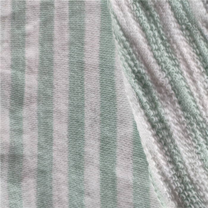 2020 New style 100% organic cotton yarn dyed stripe french terry fabric