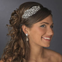 Antique Silver Side Accented Rhinestone Headpiece Bridal Headband