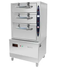 3 Door Seafood Steaming Cabinet Electromagnetic 3 Deck Seafood Induction Steamer