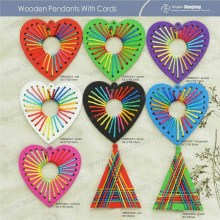 Heart Shape Wooden Beads Pendant with Cord For Necklace