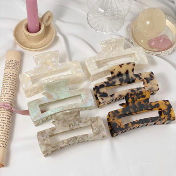 Wholesale Korean Rectangle Large Hair Claw: Cellulose Acetate Hair Accessory - Shark Clip