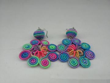 Multicolor Ethnic Handmade Woven Hoop Dangle Earring